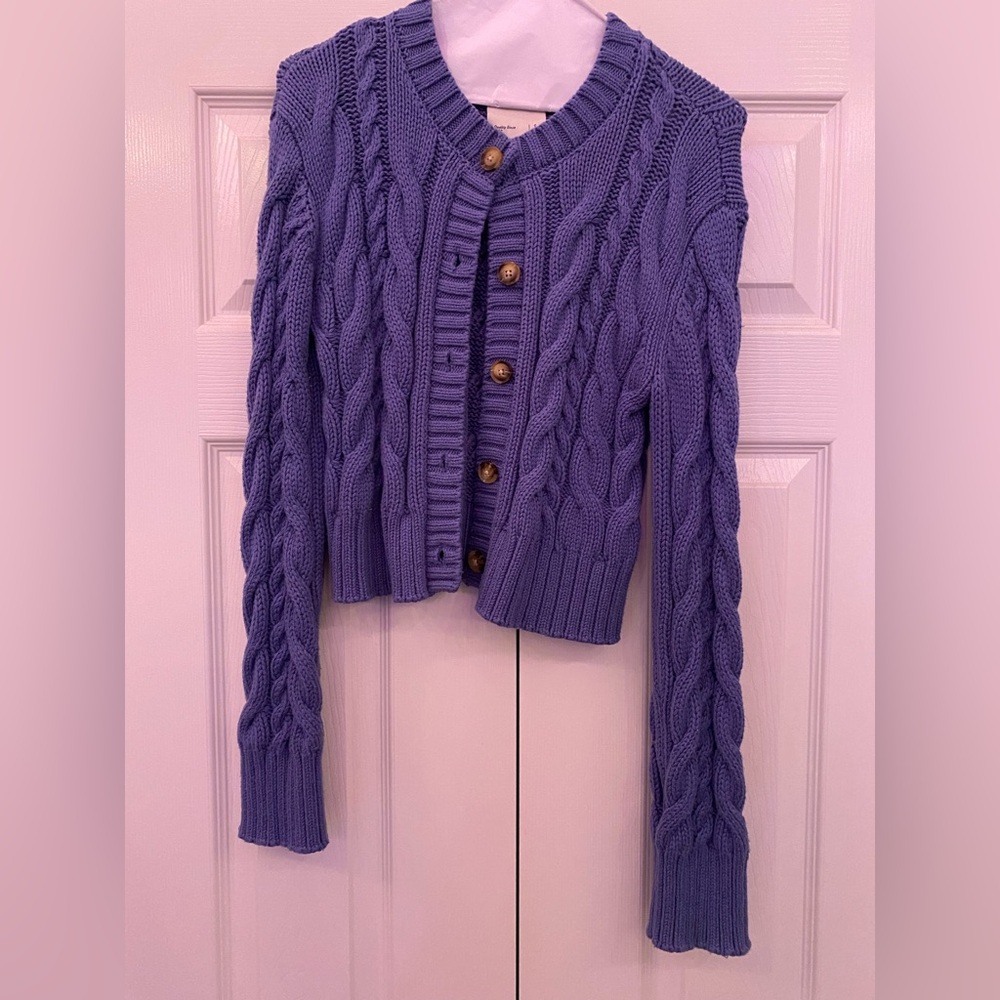 Abercrombie & Fitch Blue Cable Knit Cardigan